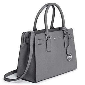 MICHAEL KORS Dillon Saffiano Leather Satchel EUC Crossbody Handbag Gray